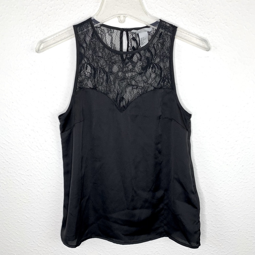 H&M Black Silky Lace Sweetheart Tank